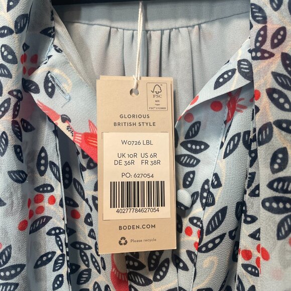 NWT Boden Sylvia Shirt Dress Size 6R with neck tie - Picture 6 of 8